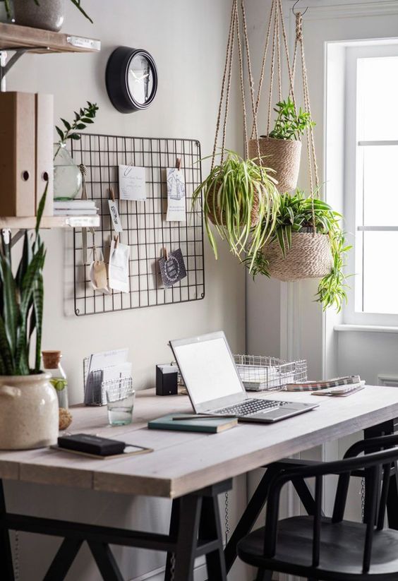 comfortable workspace with wire wall grid