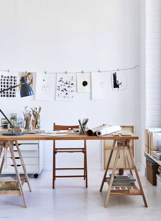 pleasant and artsy workspace