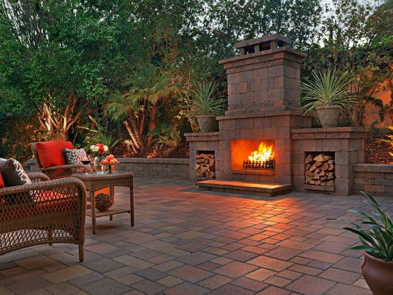 fireplace in the backyard