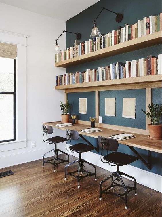 workspace floating wall shelf