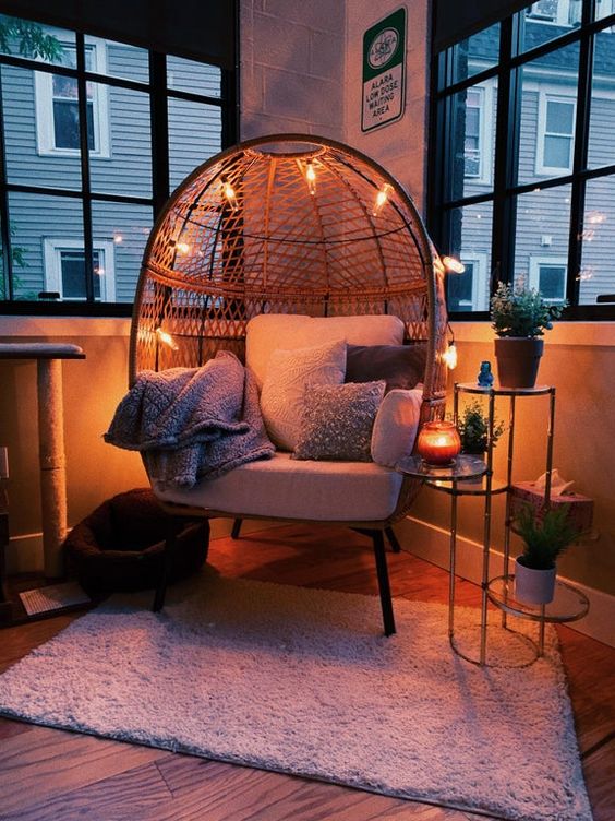 cocoon chair for comfortable corner room