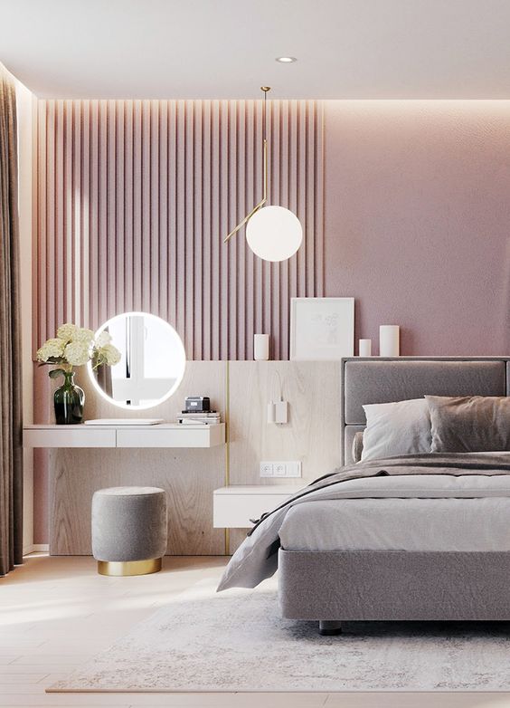 modern, pink bedroom