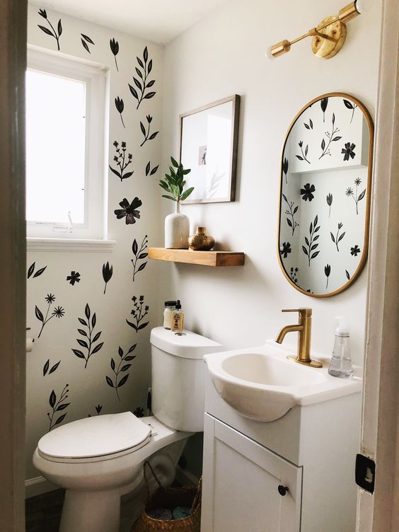 bathroom florals inked decors