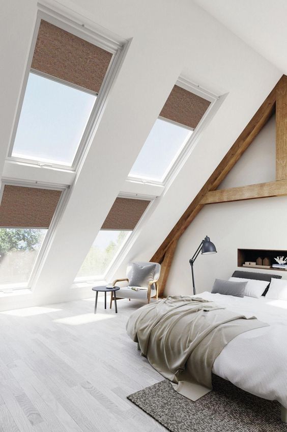 scandinavian bedroom skylight window