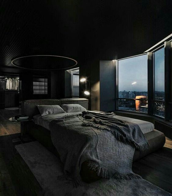 cozy black bedroom