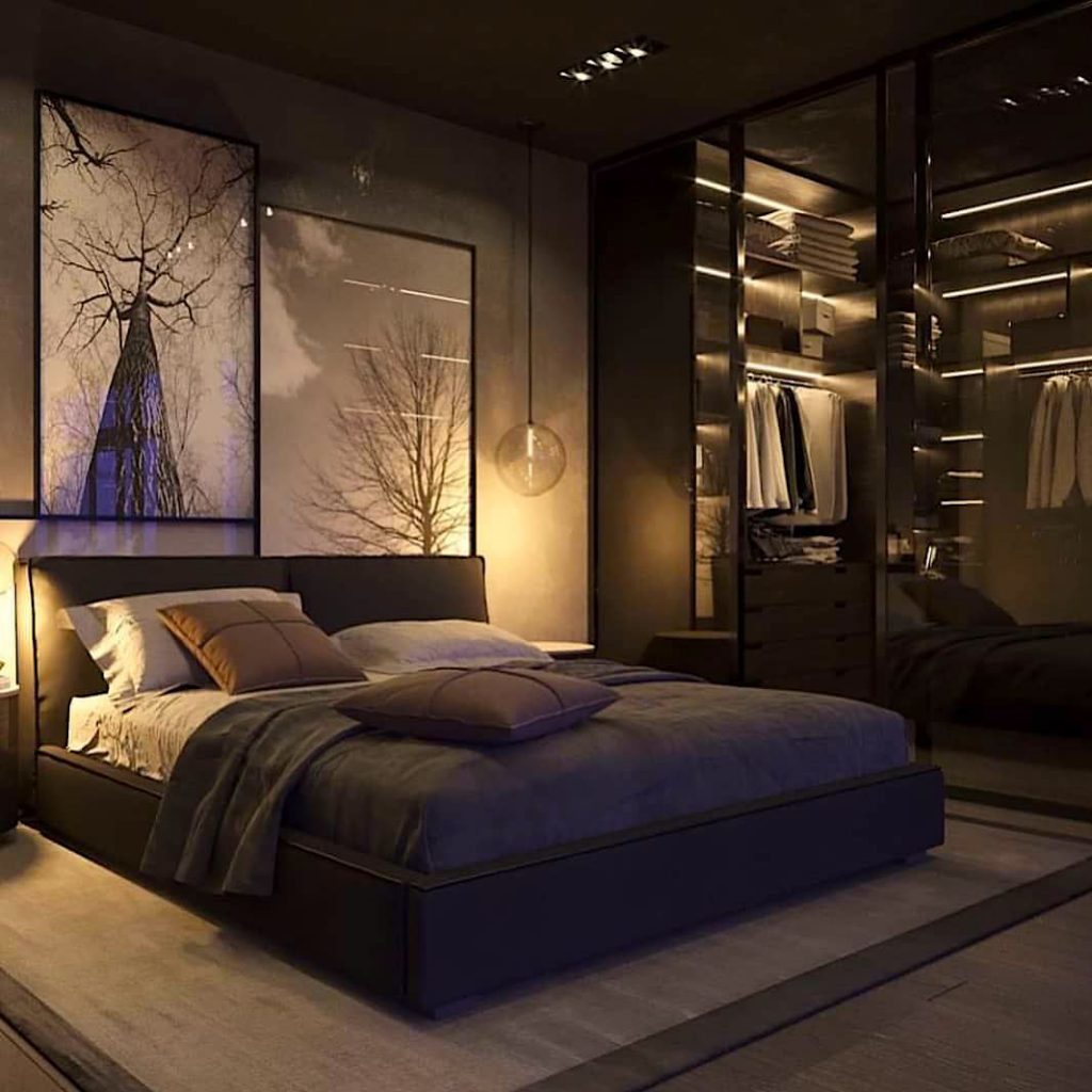 dark and warm luxurious bedroom