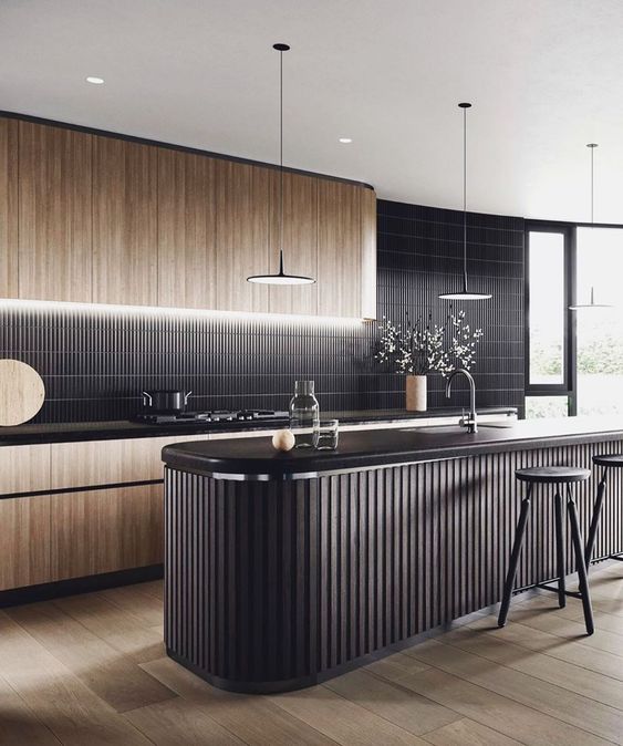 elegant black kitchen design