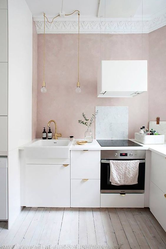 small pink kitchen