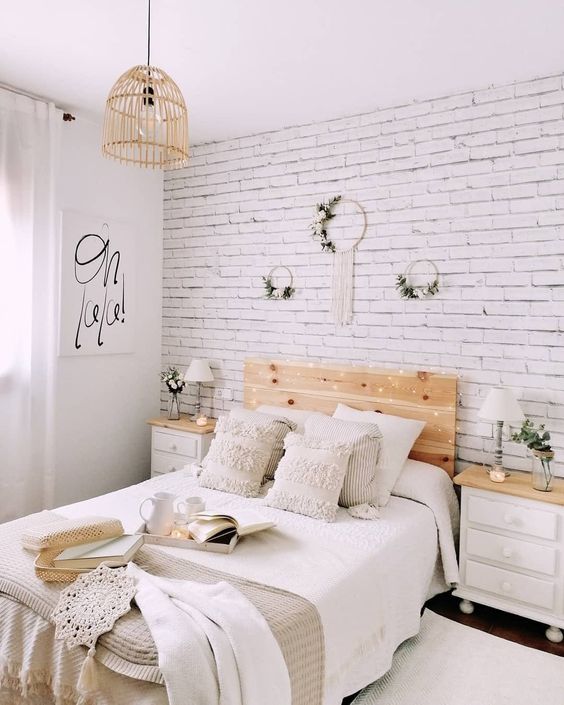 white exposed brick wall wallpaper