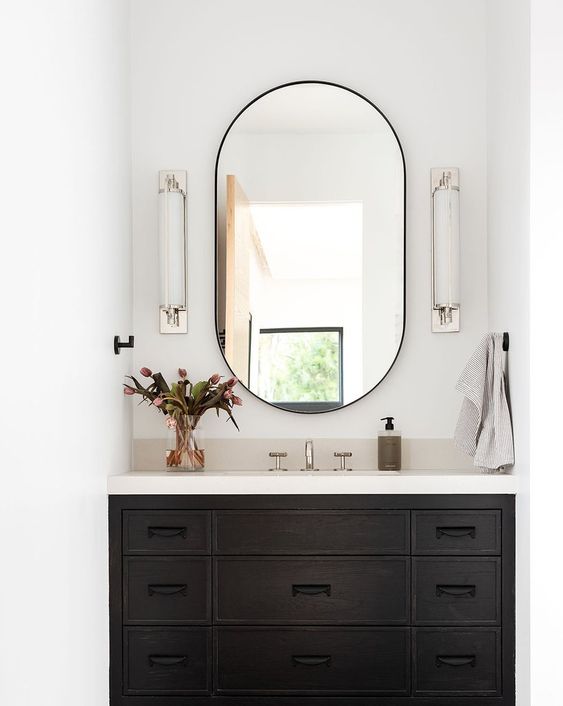oval bathroom mirror with frame