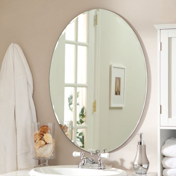oval bathroom mirror without frame