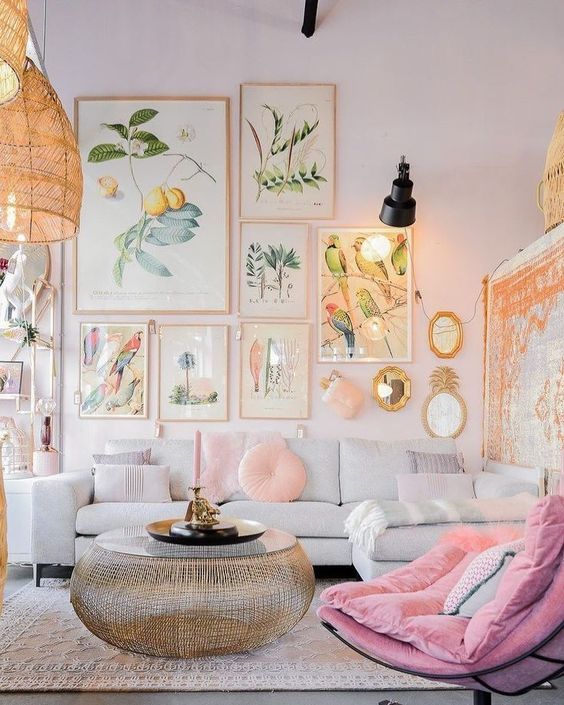 fresh pink living room