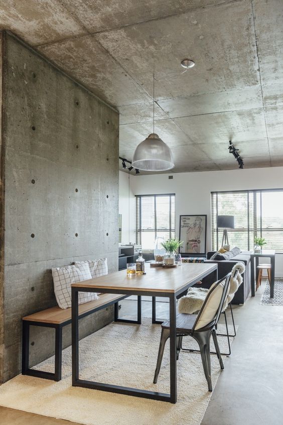 simple industrial dining room