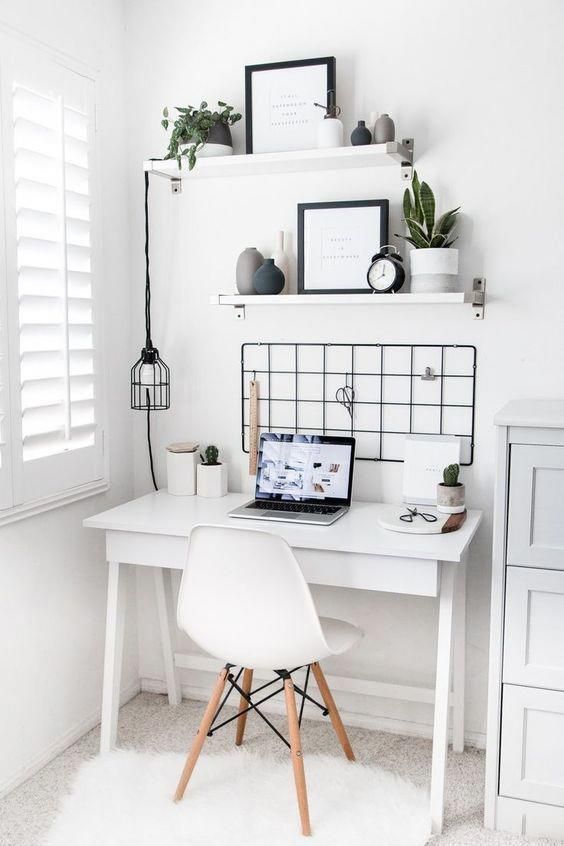 white nuances small workspace