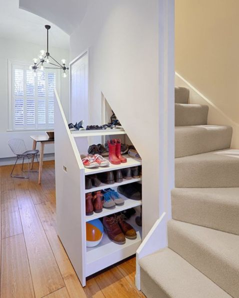 utilizing space under the stairs