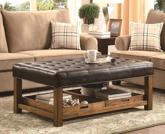 leather top coffee table