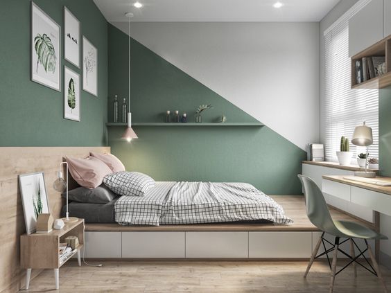 cozy green bedroom