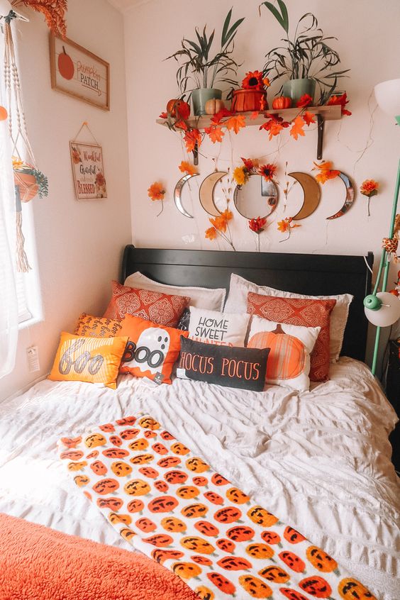 bright halloween bedroom