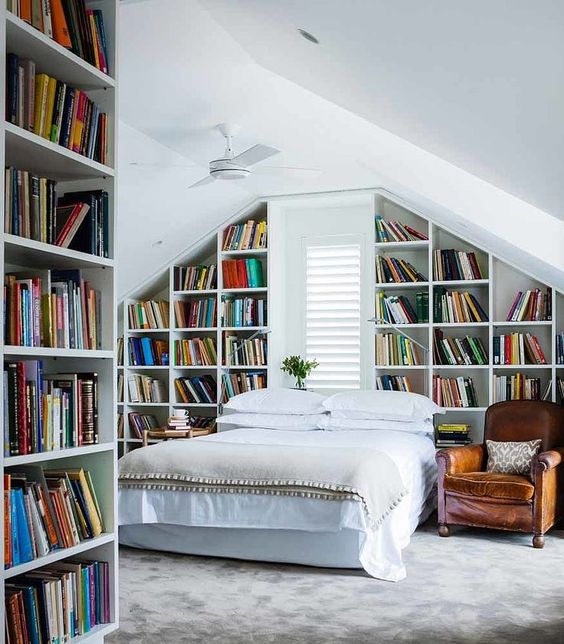 mini library in the bedroom