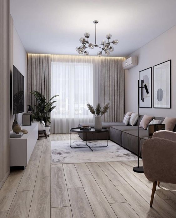 shady minimalist living room