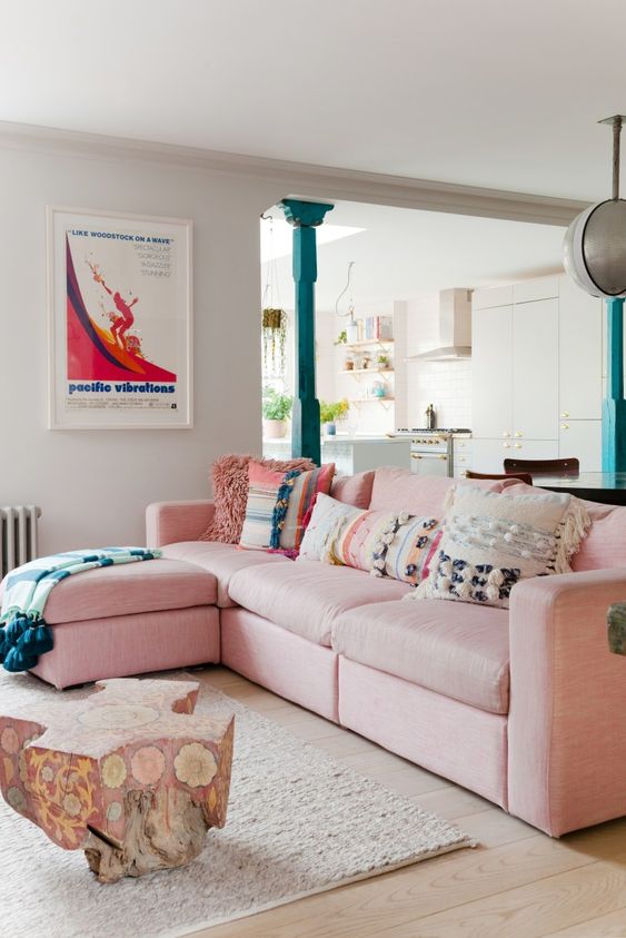 pretty pink sofa