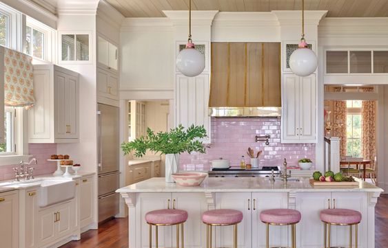 soft pink kitchen