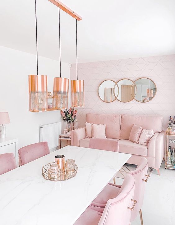 pink interior open plan concept decor ideas