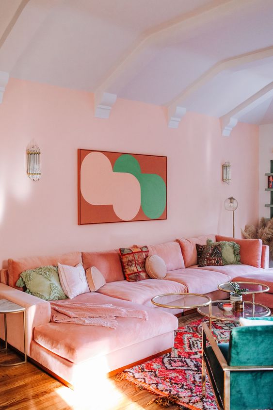 boho pastel living room decor