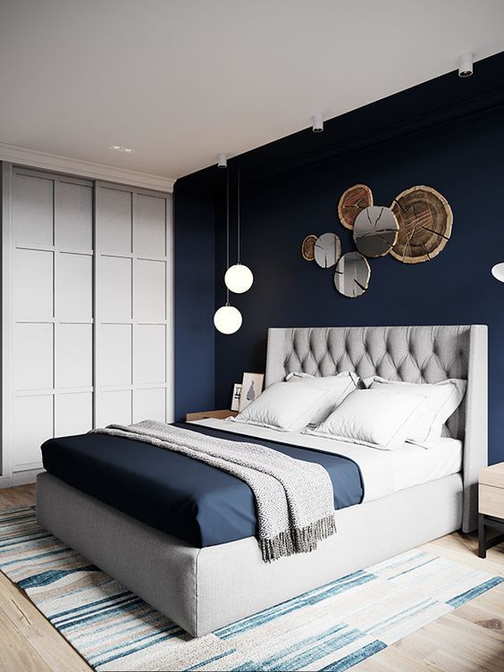 modern minimalist blue bedroom ideas