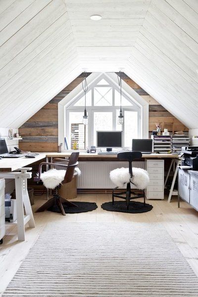 stylish attic workspace