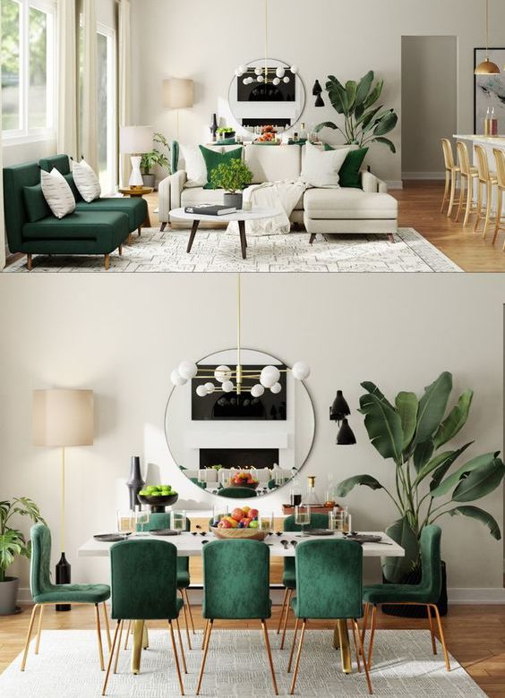green Small Living & Dining Room
