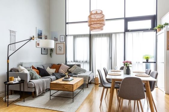 Scandinavian Living & Dining Room Combos Design