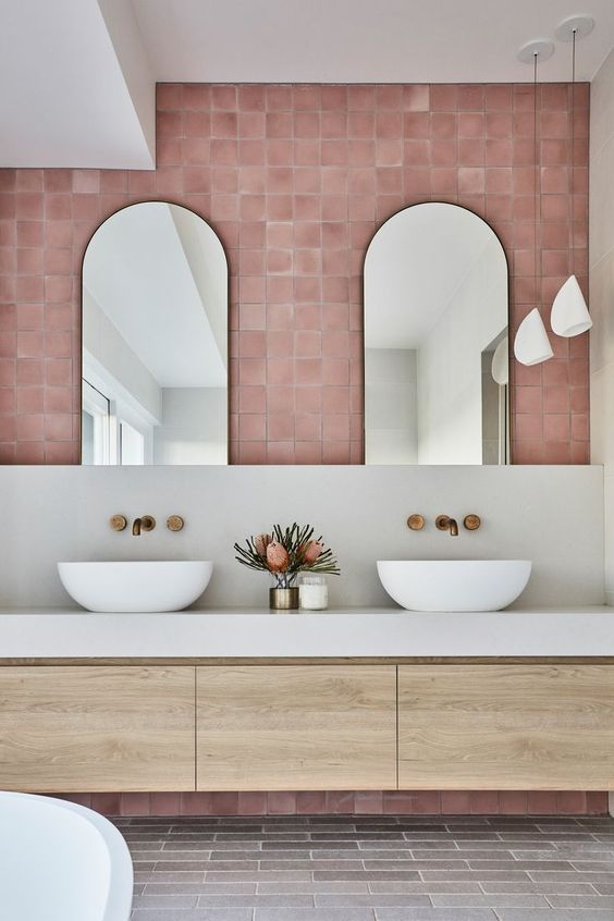 pink tiles for bathroom