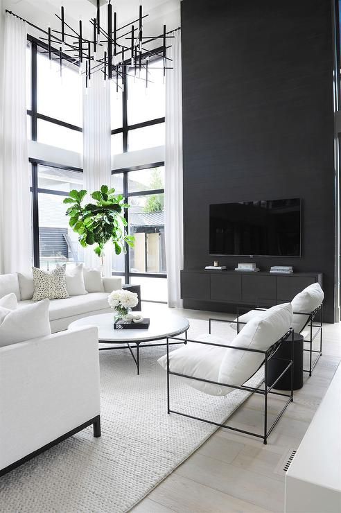 monochrome Living Room with Television Design