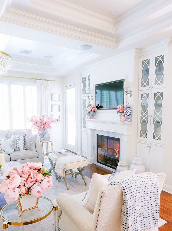 feminine Living Room with Television Design
