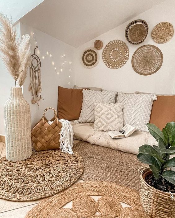 white and brown reading nook