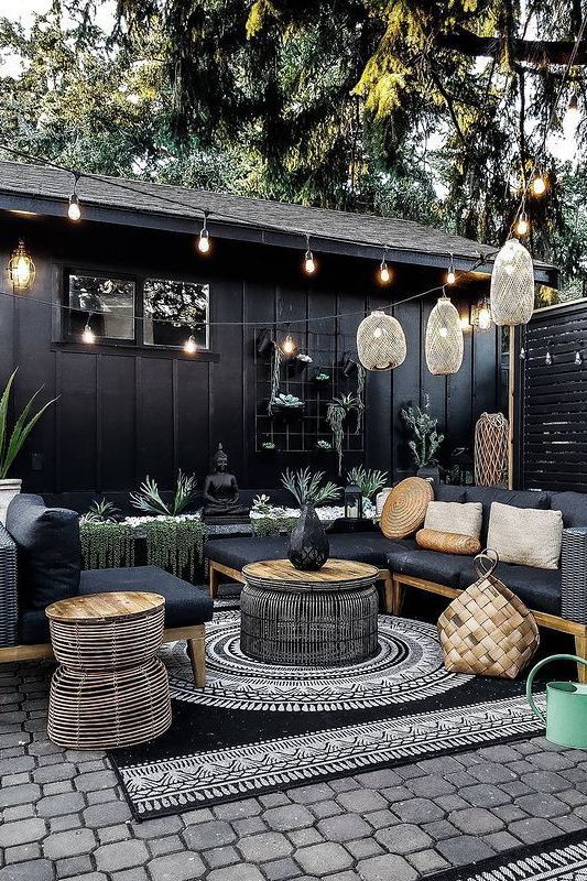 black Outdoor Living Room Ideas