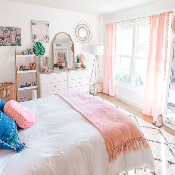 white and pink colorful bedroom ideas