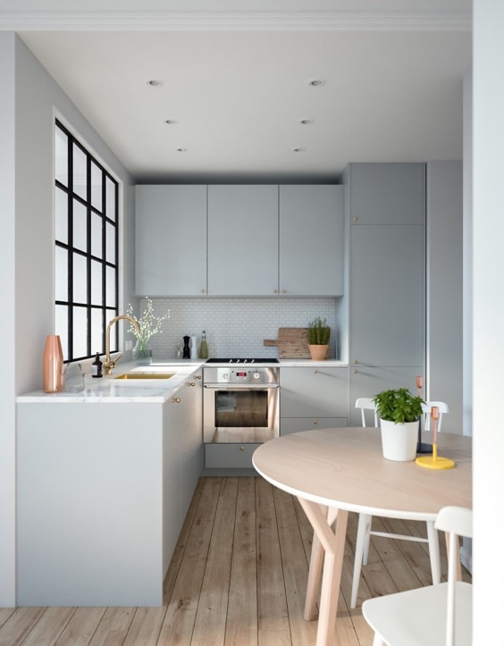 Light Grey L-Shape Kitchen