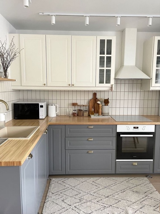 neutral L-shaped kitchen