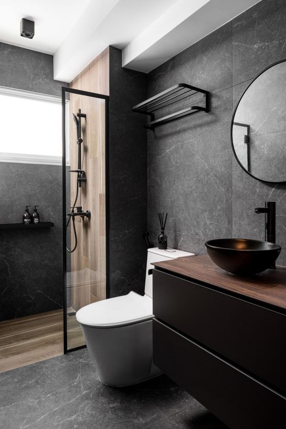 masculine elegant small bathroom