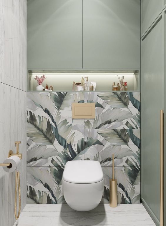 green elegant small bathroom