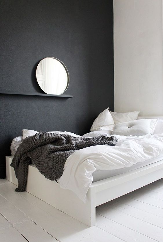 simple monochrome small bedroom