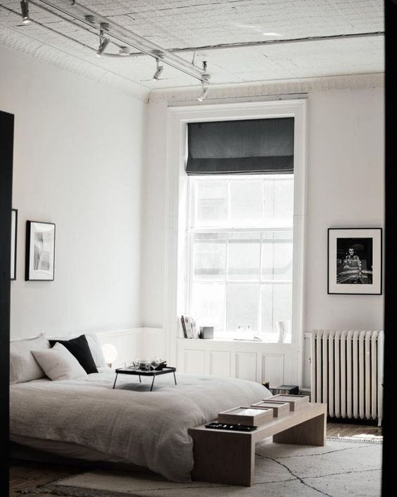 industrial monochrome small bedroom ideas