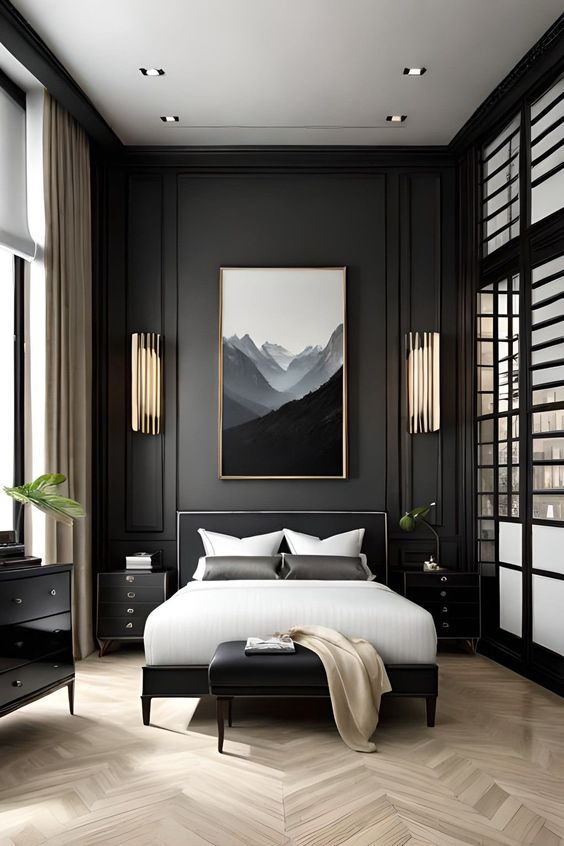 elegant monochrome small bedroom ideas