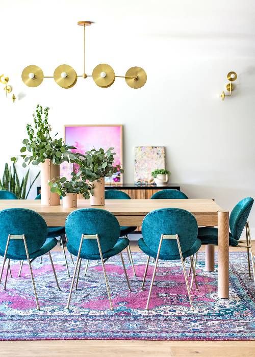 minimalist colorful dining room