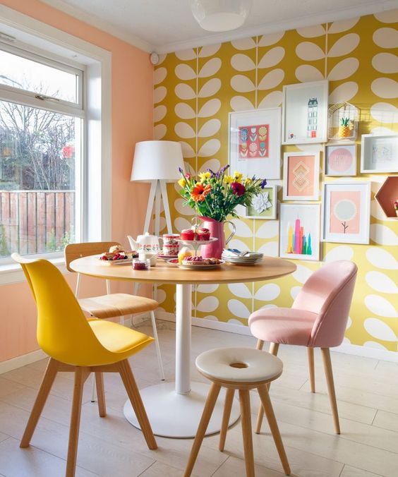 simple colorful dining room