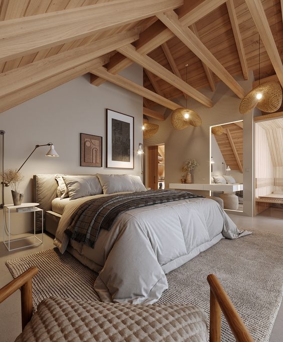 warm modern rustic bedroom design