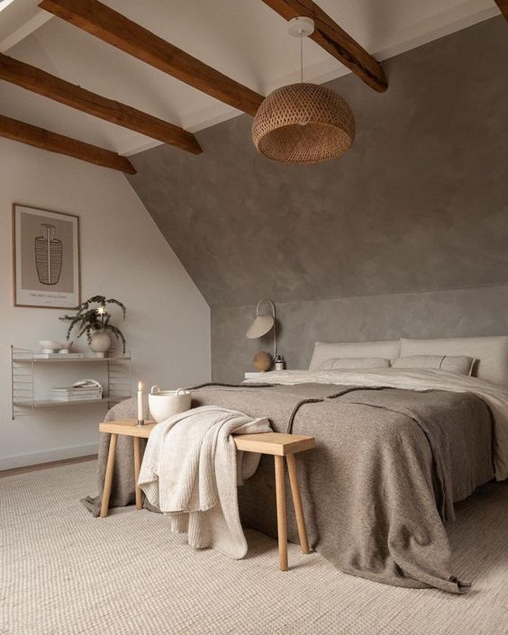 soothing modern rustic bedroom design