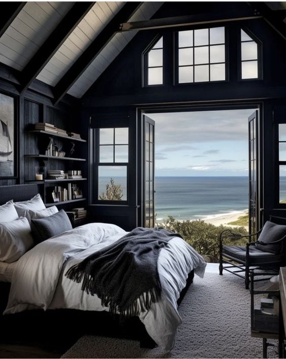 black and white modern rustic bedroom design